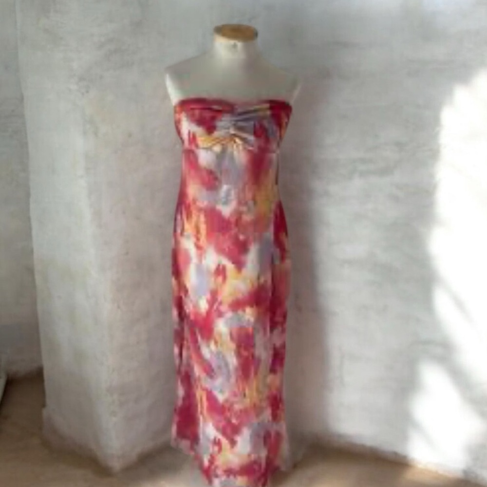 Strapless watercolor Maxi Dress